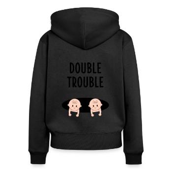 Jumeaux Grossesse maman bébé cadeau - Sweat à capuche zippé Premium bio Femme - noir - Dos - Julia (174cm)