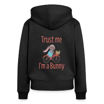 Cadeau vélo lapin de pâques vélo cycliste - Sweat à capuche zippé Premium bio Femme - noir - Dos - Julia (174cm)