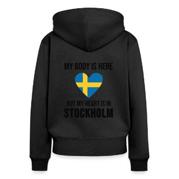 Stockholm Schweden Skandinavien Herz Geschenk - Frauen Premium Bio Zip Hoodie - Schwarz - Hinten - Julia (174cm)