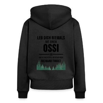 DDR Ossi Osten Ostblock Ostalgie Sachsen Geschenk - Frauen Premium Bio Zip Hoodie - Schwarz - Hinten - Julia (174cm)
