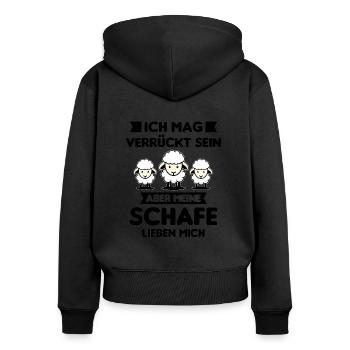 Schäfer Schaf Schafe Hirte Spruch Geschenk - Frauen Premium Bio Zip Hoodie - Schwarz - Hinten - Julia (174cm)