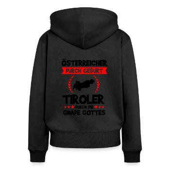 Tirol Tiroler Südtirol Österreich Lustig Geschenk - Frauen Premium Bio Zip Hoodie - Schwarz - Hinten - Julia (174cm)