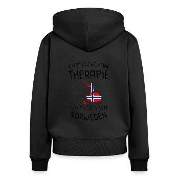 Norvège pêche cadeau de morue drapeau norvégien - Sweat à capuche zippé Premium bio Femme - noir - Dos - Julia (174cm)