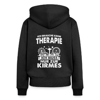 Kirmes Schausteller Kerwa Geschenk - Frauen Premium Bio Zip Hoodie - Schwarz - Hinten - Julia (174cm)