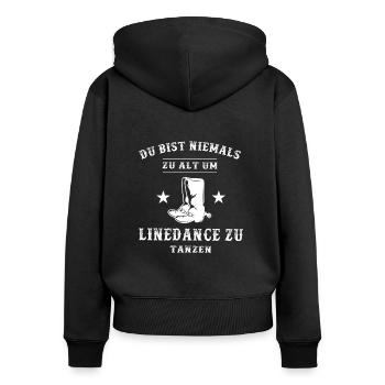 Linedance Linedancer Western Geschenk - Frauen Premium Bio Zip Hoodie - Schwarz - Hinten - Julia (174cm)