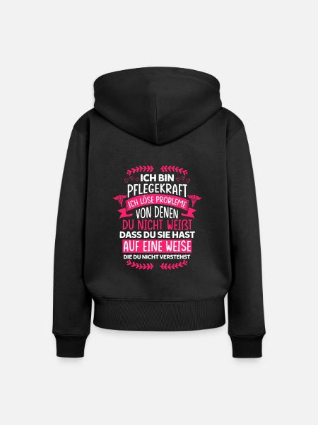 Pflegekraft Altenpfleger Altenpflegerin Geschenk - Frauen Premium Bio Zip Hoodie - Schwarz