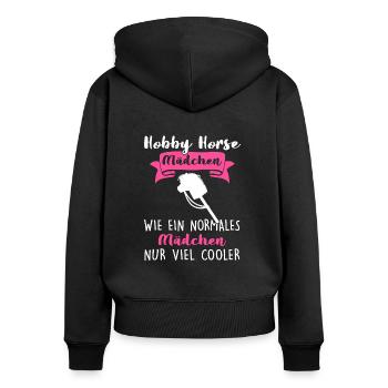 Hobby Horse Mädchen Hobby Horse Hobby Horsing - Frauen Premium Bio Zip Hoodie - Schwarz - Hinten - Julia (174cm)