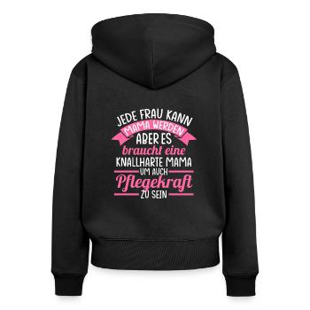 Pflegekraft Pflegekräfte Beruf Geschenk - Frauen Premium Bio Zip Hoodie - Schwarz - Hinten - Julia (174cm)