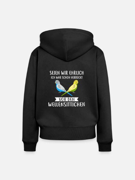 Wellensittich Wellensittiche Wellensittich - Frauen Premium Bio Zip Hoodie - Schwarz
