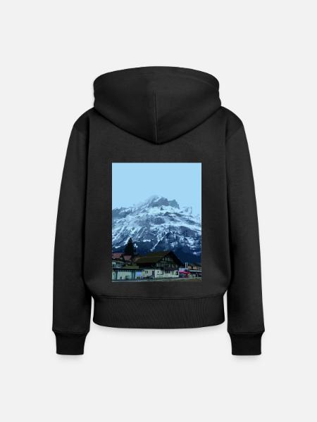 Swiss Mountains - Grindelwald Valley - Frauen Premium Bio Zip Hoodie - Schwarz