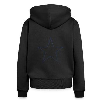 blauer Stern blue star - Frauen Premium Bio Zip Hoodie - Schwarz - Hinten - Julia (174cm)
