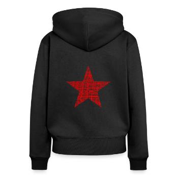 roter Stern red star retro - Frauen Premium Bio Zip Hoodie - Schwarz - Hinten - Julia (174cm)