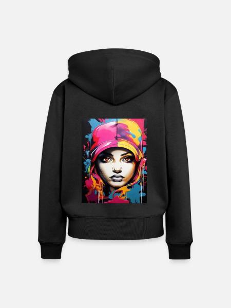 Graffiti-Stil2 - Frauen Premium Bio Zip Hoodie - Schwarz
