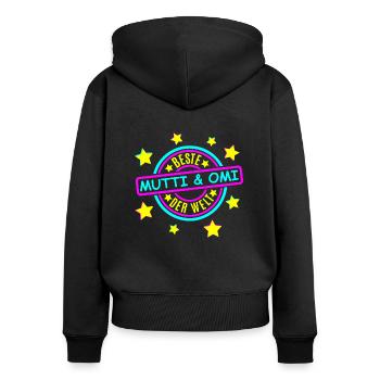 Beste Mutti Omi - Frauen Premium Bio Zip Hoodie - Schwarz - Hinten - Julia (174cm)