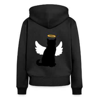 Angel cat with wings and halo! - Women's Premium Organic Zip Hoodie - black - Back - Julia (174cm)