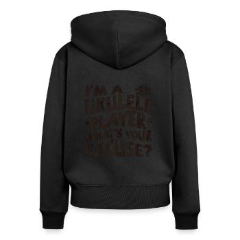 I'm a Ukulele player, what's your excuse? - Frauen Premium Bio Zip Hoodie - Schwarz - Hinten - Julia (174cm)