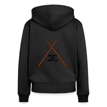 Trommel , Trommler , Schlagzeug (25) - Frauen Premium Bio Zip Hoodie - Schwarz - Hinten - Julia (174cm)