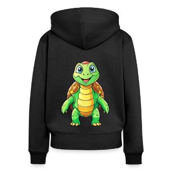Mega süße Schildkröte - Frauen Premium Bio Zip Hoodie - Schwarz - Hinten - Julia (174cm)