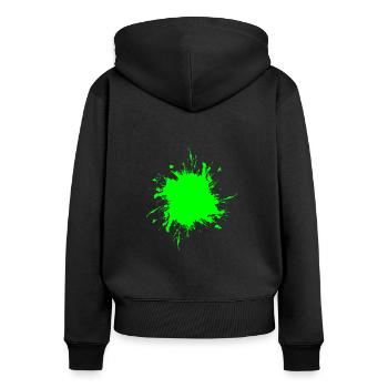 Fleck Farbe Gespritzt Schmutz schmutzig Grün - Frauen Premium Bio Zip Hoodie - Schwarz - Hinten - Julia (174cm)