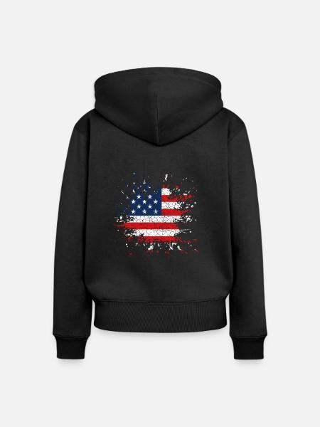 America USA - Frauen Premium Bio Zip Hoodie - Schwarz