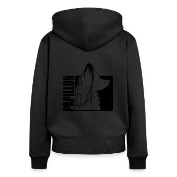 Papillon Profil Hunde Hund Wilsigns - Frauen Premium Bio Zip Hoodie - Schwarz - Hinten - Julia (174cm)