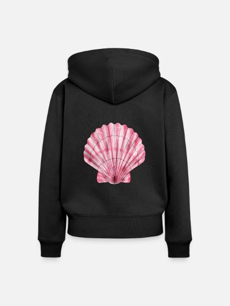Rosa Jakobsmuschel - Frauen Premium Bio Zip Hoodie - Schwarz