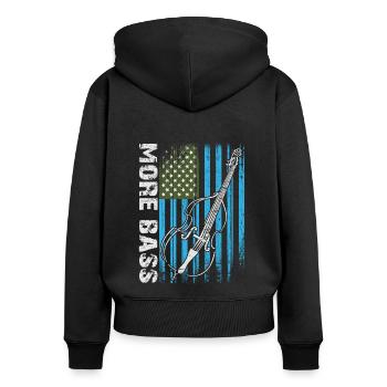 Plus de contrebasse basse avec drapeau américain - Sweat à capuche zippé Premium bio Femme - noir - Dos - Julia (174cm)