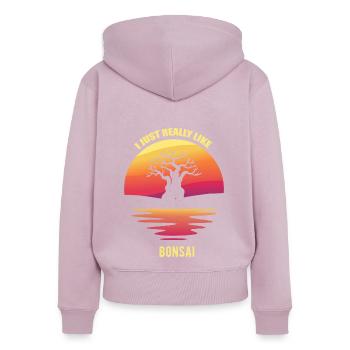 Bonsai - Frauen Premium Bio Zip Hoodie - Altrosa - Hinten - Julia (174cm)