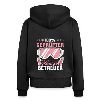 Winter Sport 100 % Geprüfter Skihaserl Betreuer - Frauen Premium Bio Zip Hoodie - Schwarz - Hinten - Julia (174cm)