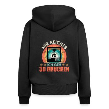 Imprimante 3D J’en ai assez, je me lance dans l’impression 3D - Sweat à capuche zippé Premium bio Femme - noir - Dos - Julia (174cm)