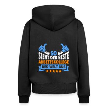 Mitarbeiter So Sieht der Beste Arbeitskollege aus - Frauen Premium Bio Zip Hoodie - Schwarz - Hinten - Julia (174cm)