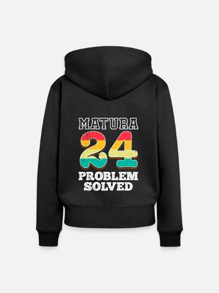 Matura 2024 PROBLEM SOLVED Schulabschluss - Frauen Premium Bio Zip Hoodie - Schwarz