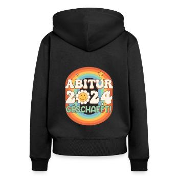 Abitur 2024 ABI Terminé Obtention du diplôme d’Abitur - Sweat à capuche zippé Premium bio Femme - noir - Dos - Julia (174cm)