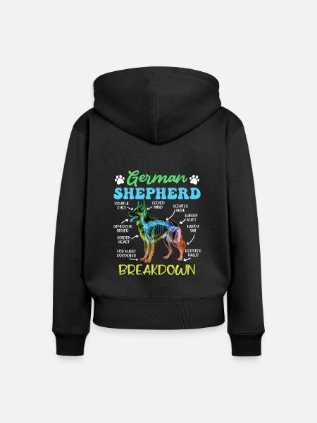 German Shepherd BREAKDOWN Lustiges Schäferhund - Frauen Premium Bio Zip Hoodie - Schwarz