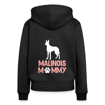MALINOIS MAMI Chien Maman Berger Belge - Sweat à capuche zippé Premium bio Femme - noir - Dos - Julia (174cm)