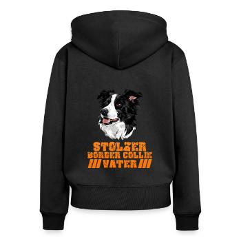 Chien Papa PROUD BORDER COLLIE FATHER Vintage - Sweat à capuche zippé Premium bio Femme - noir - Dos - Julia (174cm)