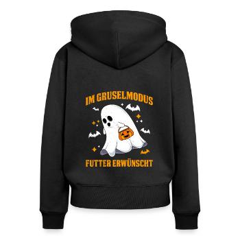 Halloween EN MODE EFFRAYANT NOURRITURE DÉSIRÉE - Sweat à capuche zippé Premium bio Femme - noir - Dos - Julia (174cm)