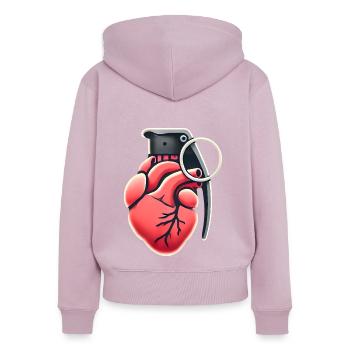 Explosive Heart Grenade Design - Women's Premium Organic Zip Hoodie - dusky pink - Back - Julia (174cm)