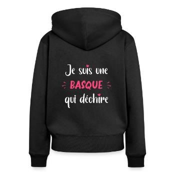 Je une basque qui déchire - Sweat à capuche zippé Premium bio Femme - noir - Dos - Julia (174cm)