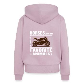 Motorcycle Motorbiker Ghostrider One Down Five Up - Women's Premium Organic Zip Hoodie - dusky pink - Back - Julia (174cm)