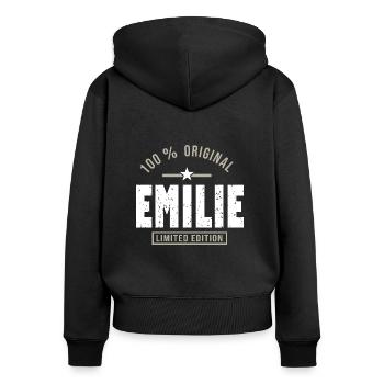 Emilie ORIGINAL personalized gift emilie first name - Women's Premium Organic Zip Hoodie - black - Back - Julia (174cm)