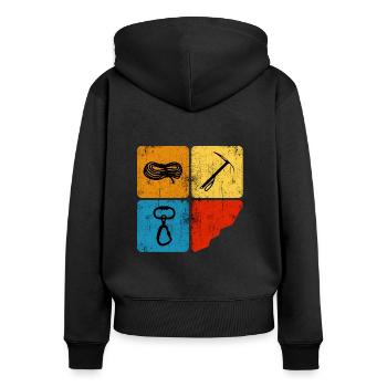 Alpinist Bergsteiger Kletterseil Fels Eisklettern - Frauen Premium Bio Zip Hoodie - Schwarz - Hinten - Julia (174cm)