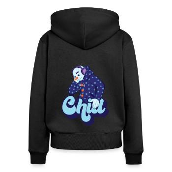Chill Cool Fun Bonhomme de neige hiver Neige Cadeau de Noël - Sweat à capuche zippé Premium bio Femme - noir - Dos - Julia (174cm)
