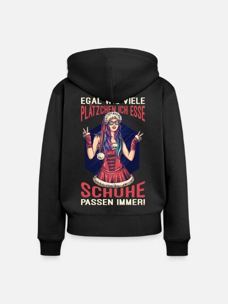 Weihnachtsgeschenk Frauen Plätzchen Lustig Idee - Frauen Premium Bio Zip Hoodie - Schwarz