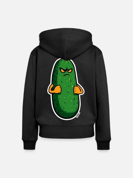 Grumpy Pickle Maskottchen - Frauen Premium Bio Zip Hoodie - Schwarz