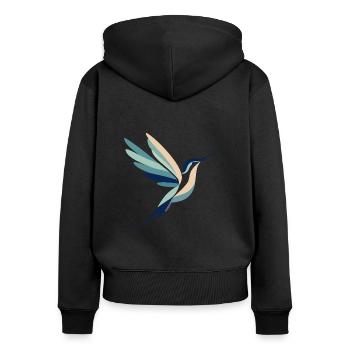 Kolibri im Flug - Frauen Premium Bio Zip Hoodie - Schwarz - Hinten - Julia (174cm)