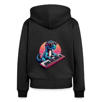 Claviériste Dino avec lunettes de soleil - Sweat à capuche zippé Premium bio Femme - noir - Dos - Julia (174cm)