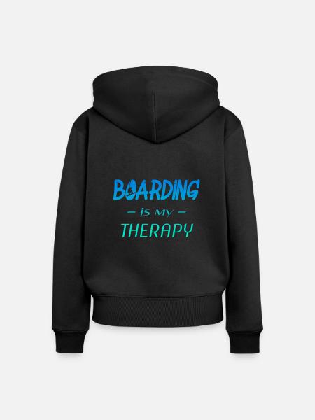 boarding is my therapy - Frauen Premium Bio Zip Hoodie - Schwarz