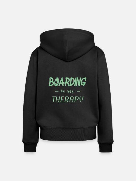 boarding is my therapy - Frauen Premium Bio Zip Hoodie - Schwarz