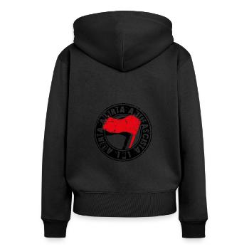 Alerta Alerta Antifascista 161 Antifa - Sweat à capuche zippé Premium bio Femme - noir - Dos - Julia (174cm)